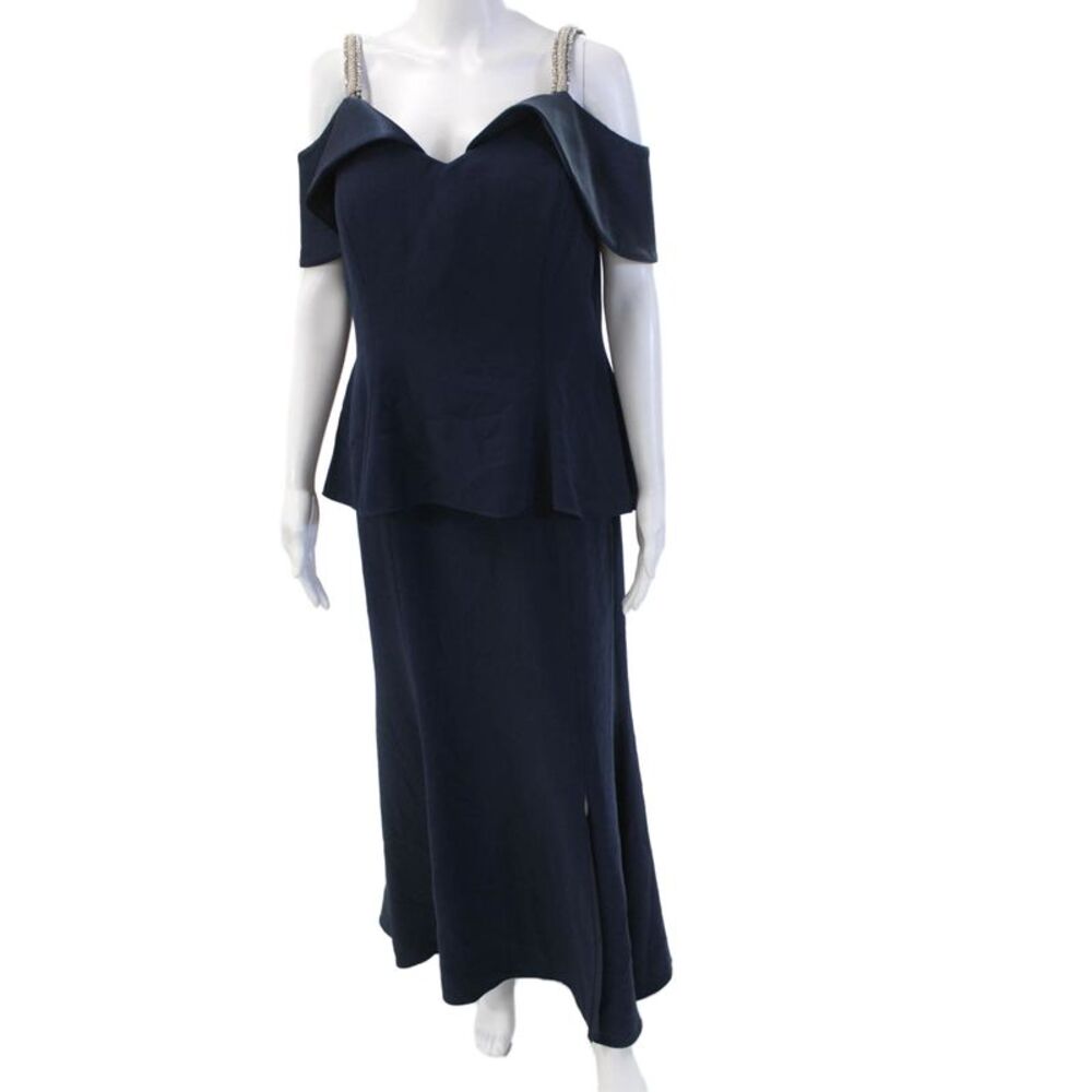 Daymor Women Maxi Dress Dark Blue Zip Long Designer Size 14